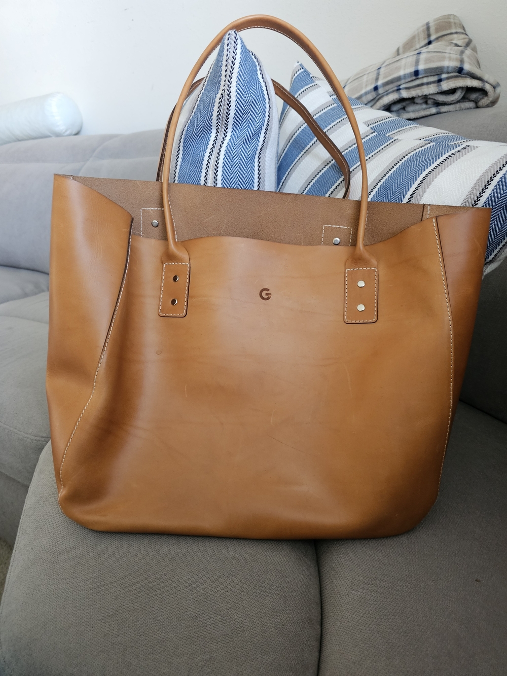Classic Tan Leather Tote with Dual Handles